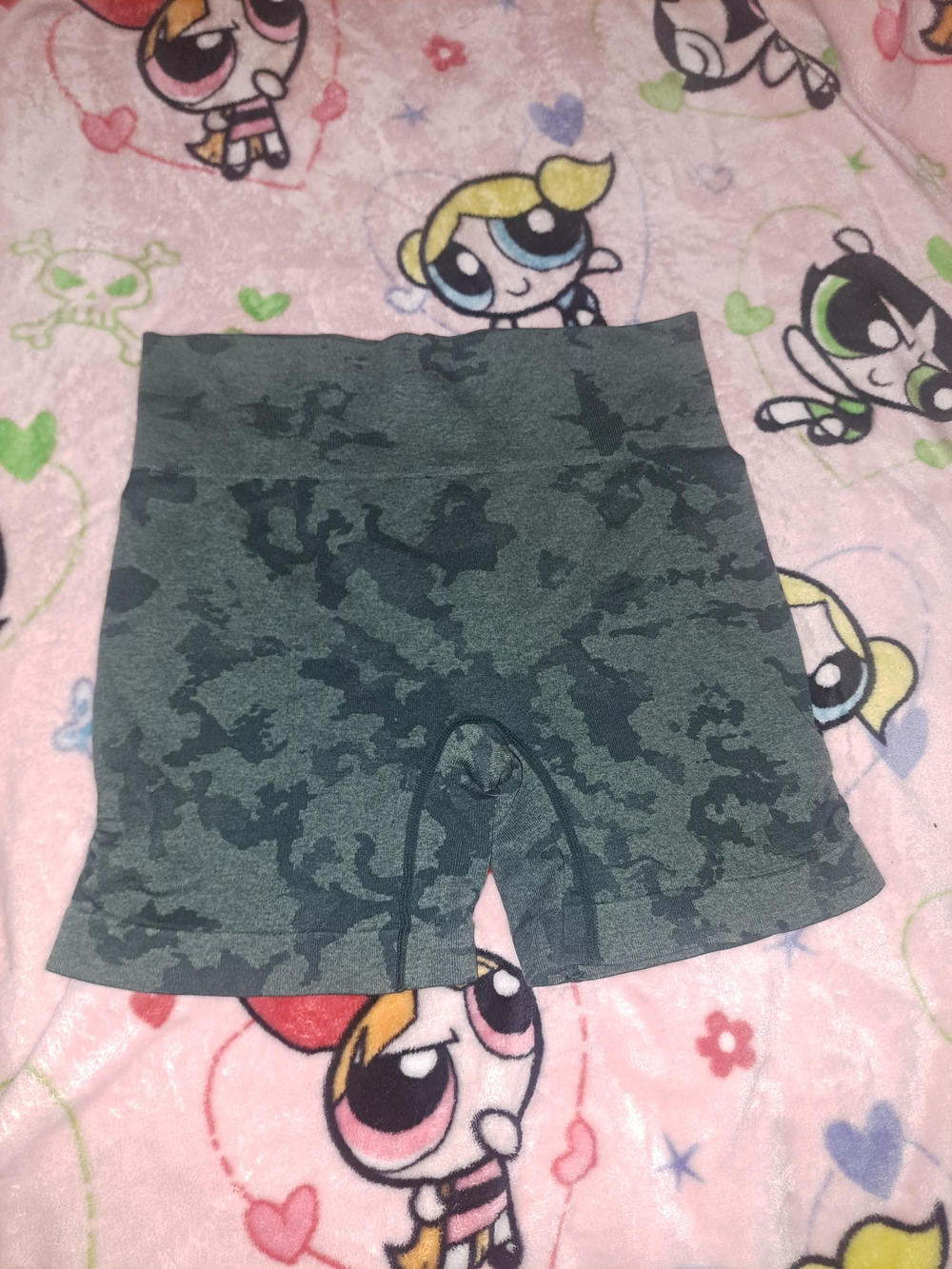 Green Camo High-Waist Seamless Biker Shorts